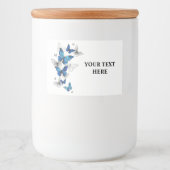 Blue Flying Butterflies Morpho Voedselcontainer Etiket (Voorkant)