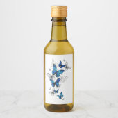 Blue Flying Butterflies Morpho Wijn Etiket (Voorkant)