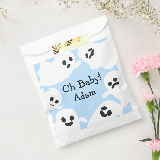 Blue Flying Ghost Halloween Baby shower Bedankzakje (Gezegeld)