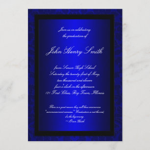 Blue Foil Afstuderen Invitation Kaart