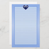 Blue Foil Heart Lined Briefpapier (Voorkant / Achterkant)