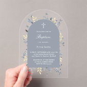 blue foliage Baptism Acrylic Invitation (In situ (ordinateur de poche))