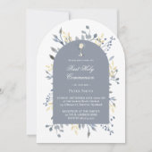 blue foliage First Holy Communion Kaart (Voorkant)