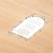  blue foliage wedding acrylic invitation (Poser)