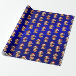 Blue Folie Cartoon Dog Christmas Wrapping Paper Cadeaupapier