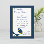 Blue Football Couples Wedding Shower Uitnodiging (Staand voorkant)