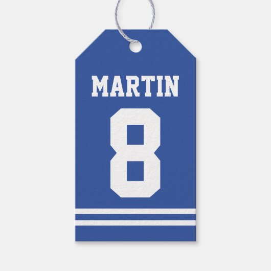 Blue Football Jersey - Sports Theme Birthday Party Cadeaulabel (Voorkant)