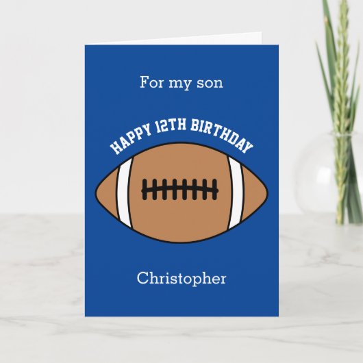 Blue Football Sport 12e carte d'anniversaire (Devant)
