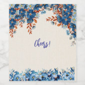 Blue Foral Wijn Etiket (Enkel label)