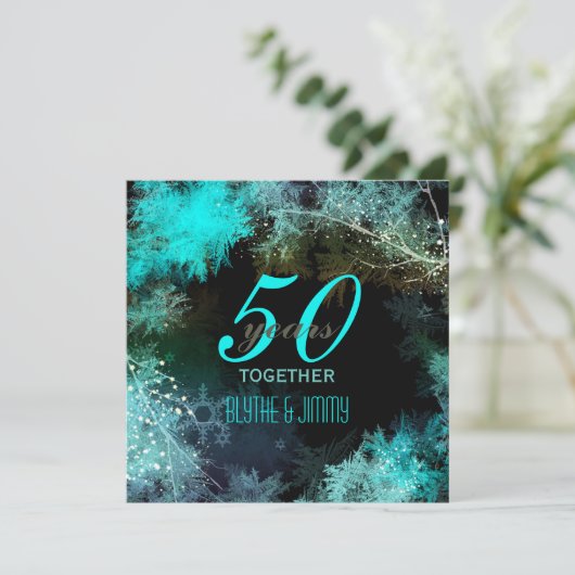 Blue Forest 50ste bruiloft Jubileum Kaart (Staand voorkant)