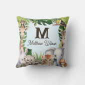 Blue Forest dieren gepersonaliseerde baby jongen n Kussen (Achterkant)