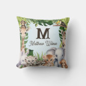 Blue Forest dieren gepersonaliseerde baby jongen n Kussen (Voorkant)