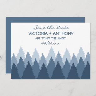Blue Forest Range Woodland Bruiloft Save the Date
