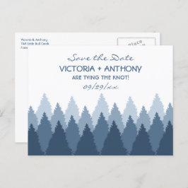 Blue Forest Range Woodland Bruiloft Save the Date Briefkaart