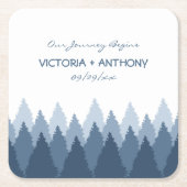 Blue Forest Range Woodland bruiloft Vierkante Kartonnen Onderzetter (Voorkant)