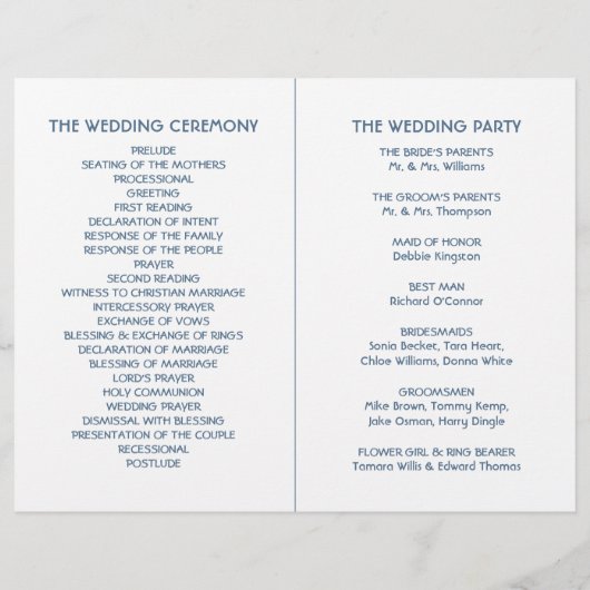 Blue Forest Range Woodland Wedding Programme (Dos)
