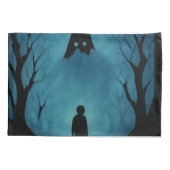 Blue Forest Silhouette Lonely Figure in Shadow Kussensloop (Achterkant)