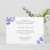 Blue Forget-me-not Begrafenis Aankondiging Kaart (Staand voorkant)