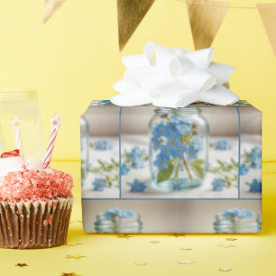 Blue Forget-me-not Bloemen in een pot Cadeaupapier