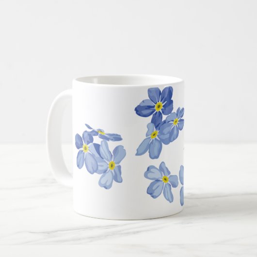 Blue Forget-Me-Not Floral Ceramic Mug (Devant gauche)
