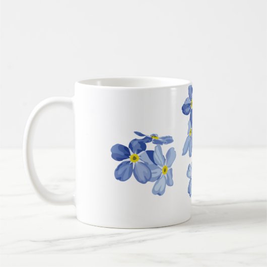 Blue Forget-Me-Not Floral Ceramic Mug Koffiemok (Links)