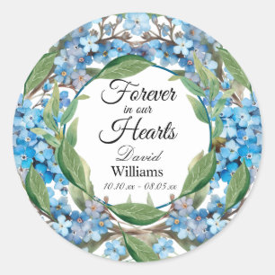 Blue Forget Me Not Flowers begrafenis Ronde Sticker