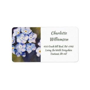 Blue Forget-me-not Flowers in Waterverf Adres Etiket