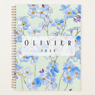 Blue Forget Me Not Ink en waterverf handgeschilder Planner