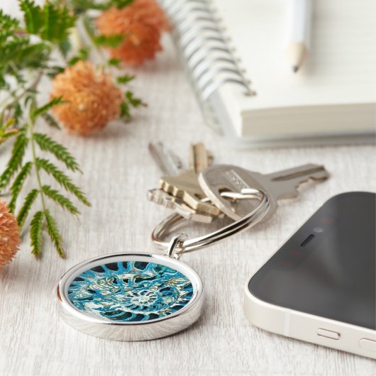 Blue Fossil Sleutelhanger (Zijkant)