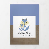 Blue Fox Burlap, 5 Photo Collage Baby Birth Drieluik Aankondiging (Cover)