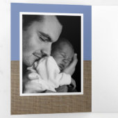 Blue Fox Burlap, 5 Photo Collage Baby Birth Drieluik Aankondiging (Binnenzijde eerst)