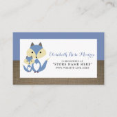 Blue Fox Burlap Baby shower Gift Registry Informatiekaartje (Voorkant)