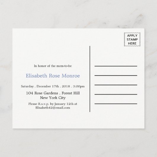 Blue Fox Burlap Baby shower Invitation Uitnodiging Briefkaart (Achterkant)