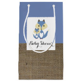 Blue Fox Burlap Baby shower Klein Cadeauzakje (Voorkant)