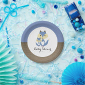 Blue Fox Burlap Baby shower Papieren Bordje (Feest)