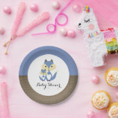 Blue Fox Burlap Baby shower Papieren Bordje (Feest)