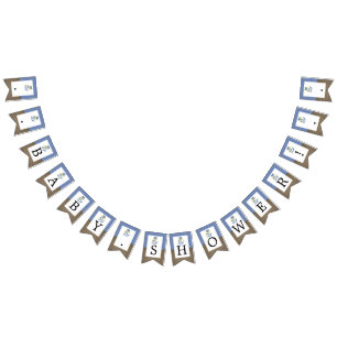 Blue Fox Burlap Baby shower Vlaggetjes