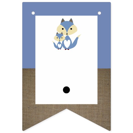 Blue Fox Burlap Baby shower Vlaggetjes (Tweede vlag)