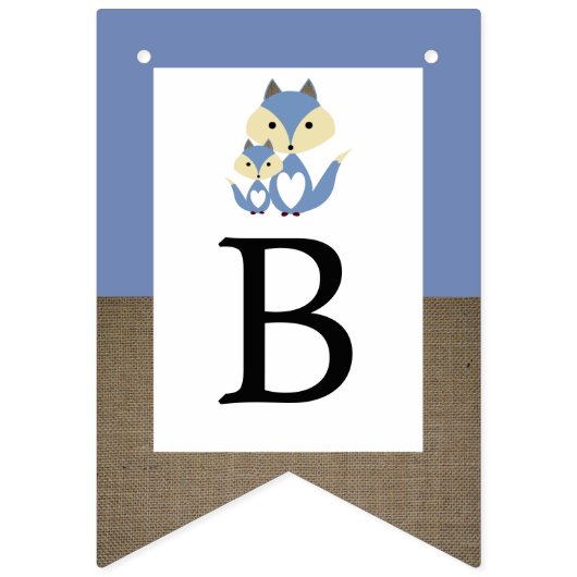 Blue Fox Burlap Baby shower Vlaggetjes (Derde vlag)