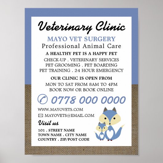 Blue Fox, Veterinarian, Veterinary Service Poster (Voorkant)