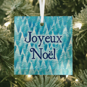 Blue Fractal Forest - Joyeux Noël Glas Ornament