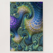 Blue Fractal Holographic Architecture Spirals Legpuzzel (Verticaal)
