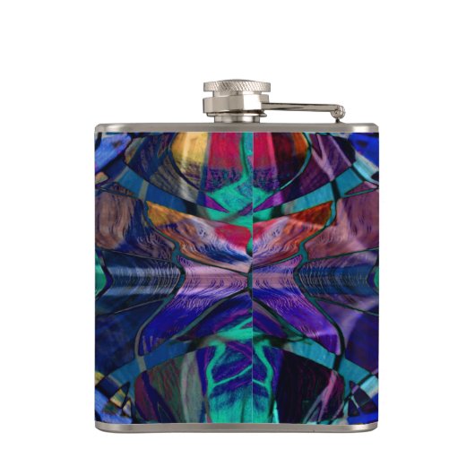 Blue Fractal Pattern Heupfles (Achterkant)