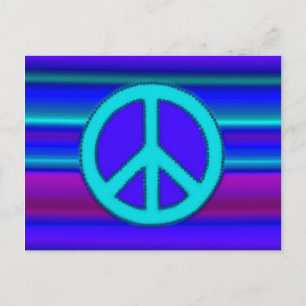 Blue Fractal & Peace Sign Fine Art Briefkaart