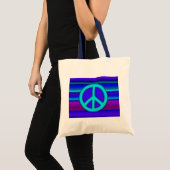 Blue Fractal & Peace Sign Tote Bag (Voorkant (product))