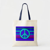 Blue Fractal & Peace Sign Tote Bag (Voorkant)
