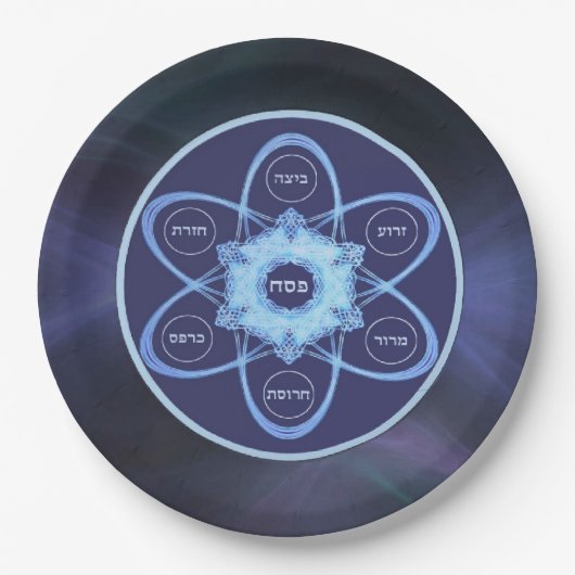 Blue Fractal Seder Bord (Voorkant)