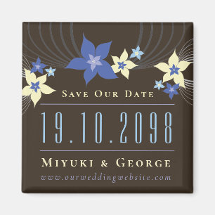 Blue Frangipani Beach Wedding Save the Date Magnet Magneet