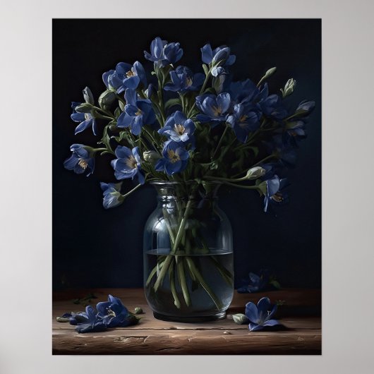 Blue Freesia Flowers Art Imprimer Poster (Devant)