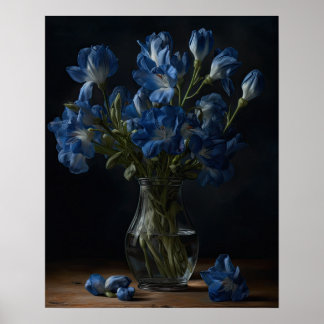 Blue Freesia Flowers Art Imprimer Poster